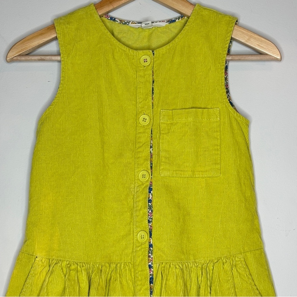 Mini Boden Lime Green Corduroy Button Through Pinafore‎ Dress Size 9-10 Years - Picture 2 of 8
